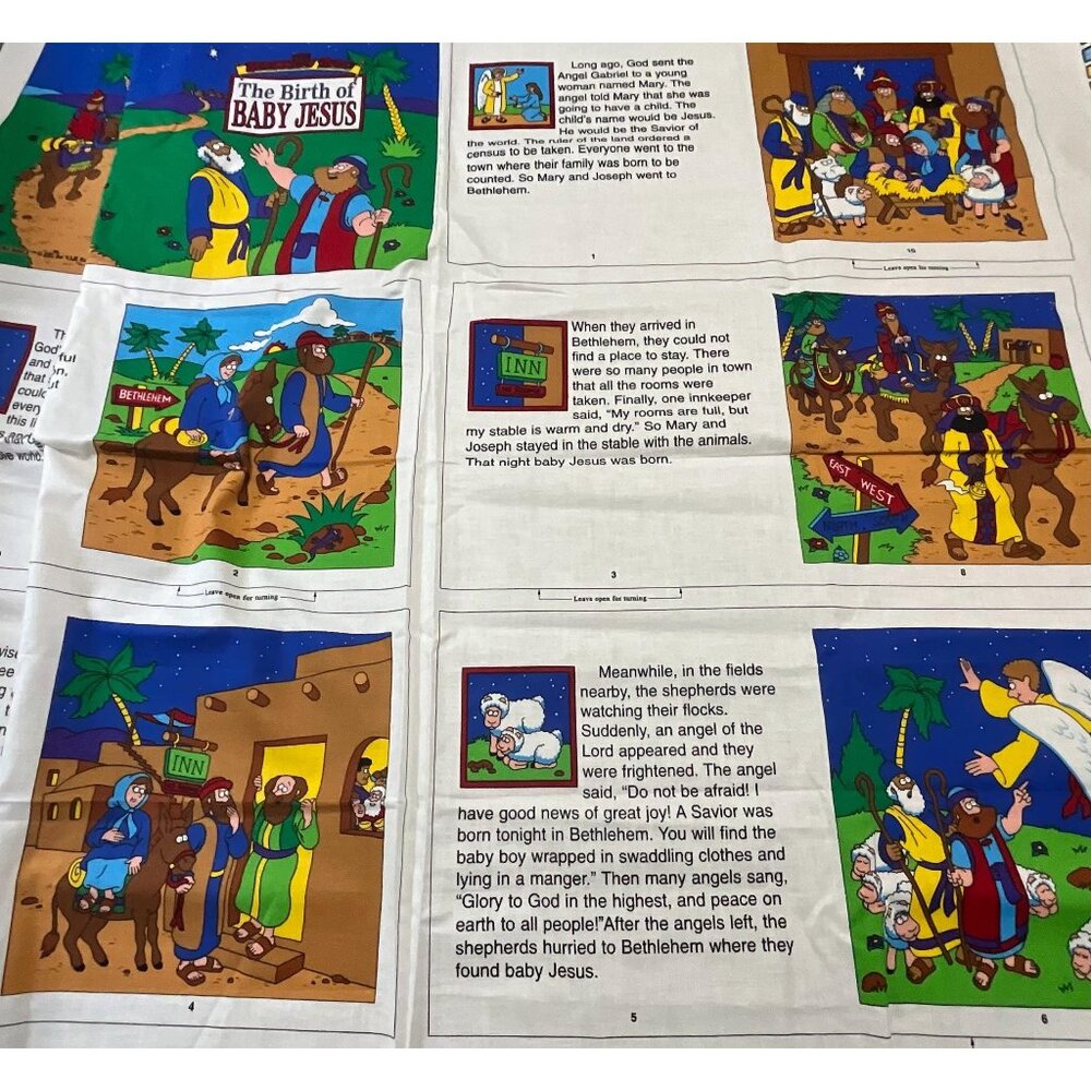 V.I.P. Cut & Sew Fabric Panel The Beginners Bible Baby Jesus Soft Sculpture Book